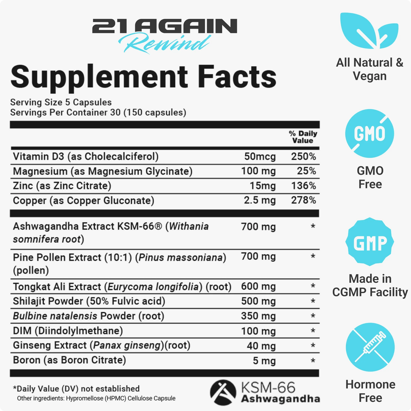 21 Again Rewind Natural Testosterone Booster