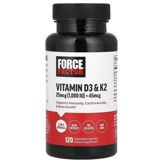 Force Factor® Vitamin D3 & K2 – 120 Vegetable Capsules