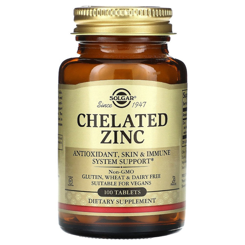 Solgar Chelated Zinc 22 Mg, 100 Tablets