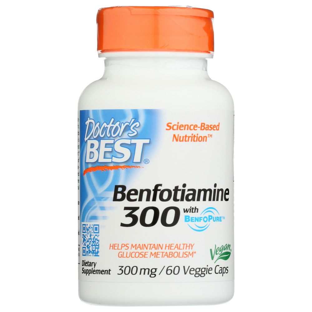 DOCTOR'S BEST: Benfotiamine 300mg 60 Veggie Capsules | Vitamin B1 Support