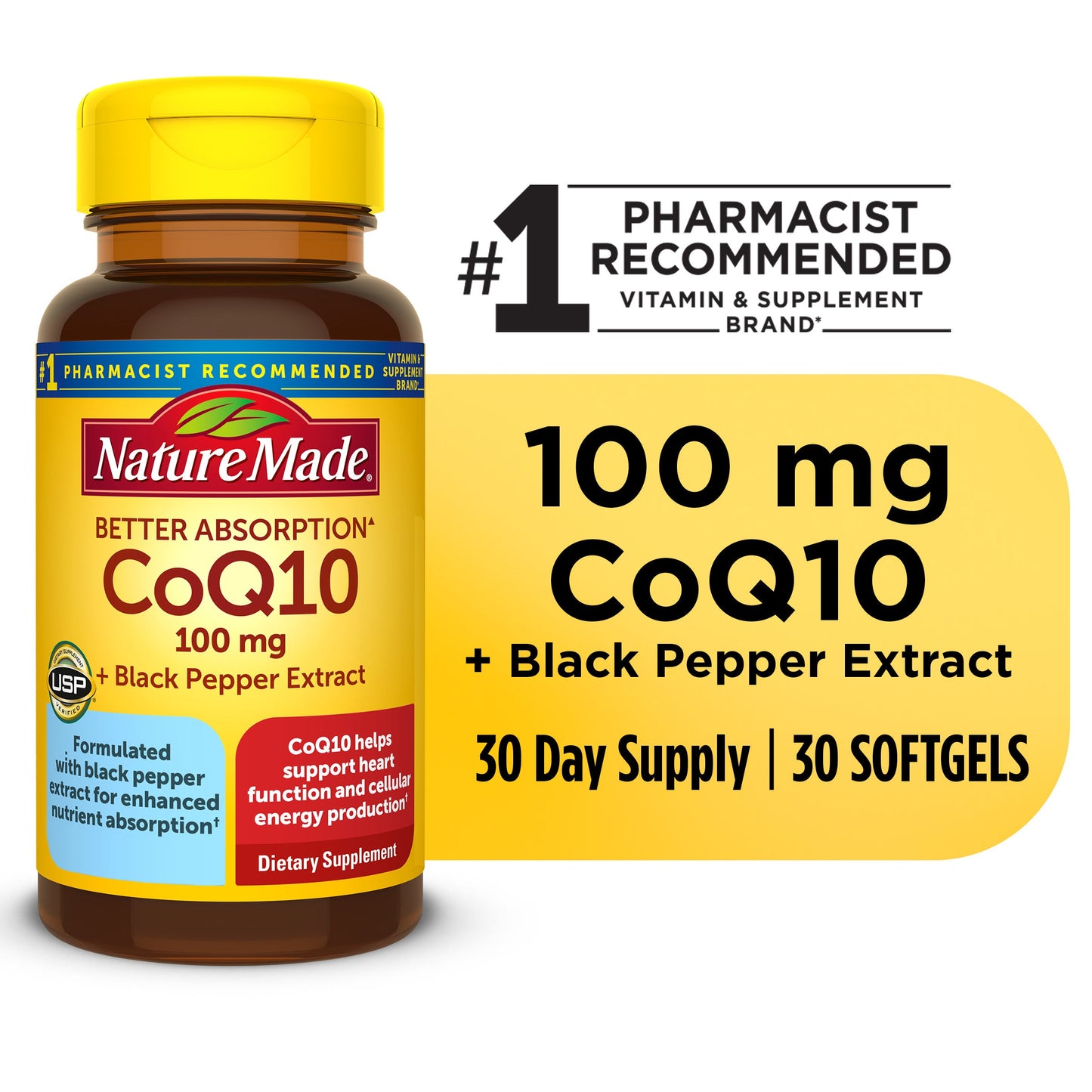 Nature Made CoQ10 100 Mg With Black Pepper Extract Softgels
