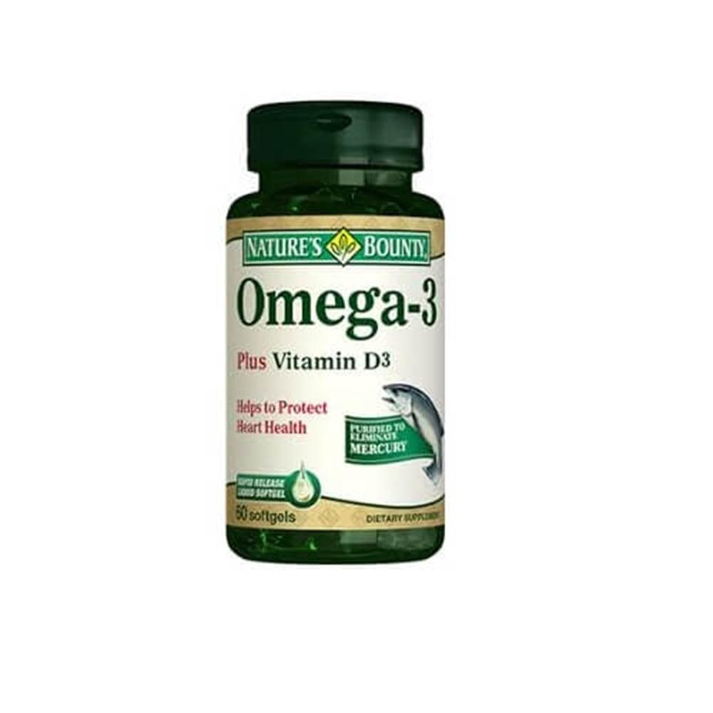 Nature's Bounty Omega-3 Plus Vitamin D3 - 60 Softgels