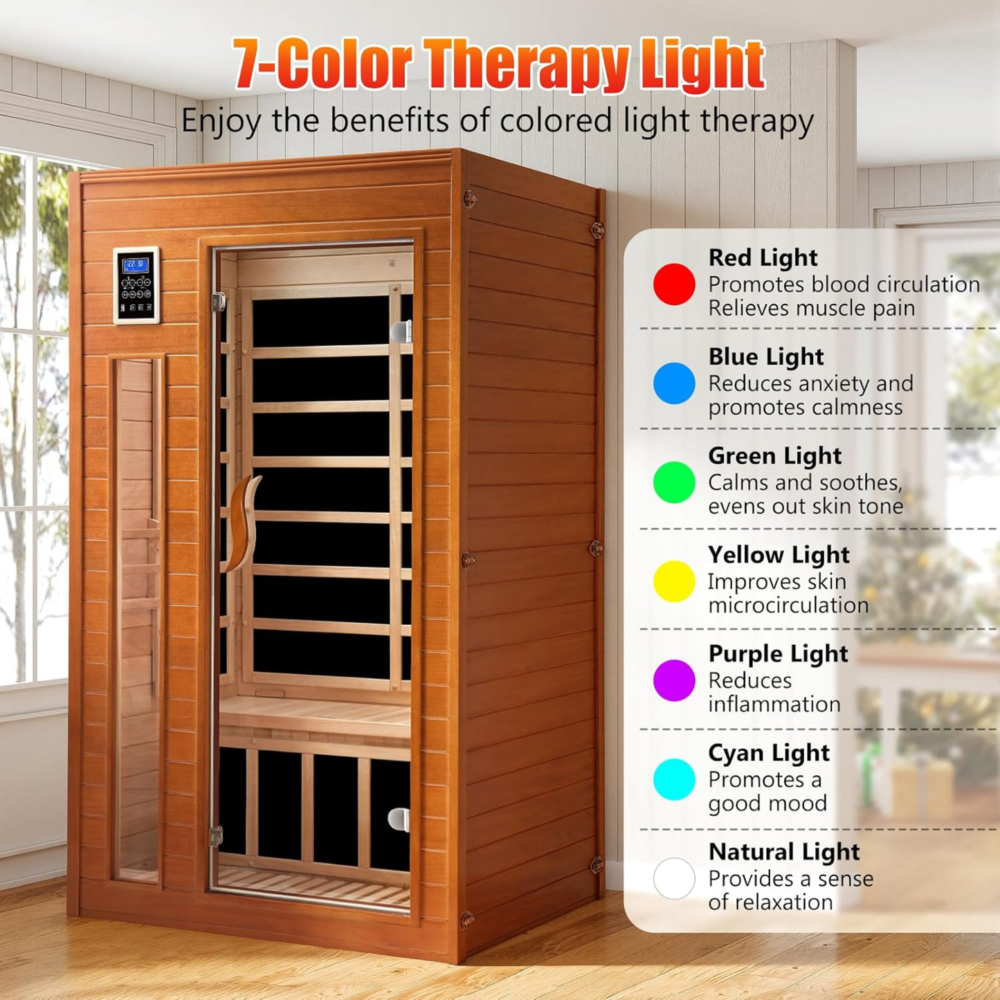 X-Vcak 1-2 Person Infrared Sauna, Dry Heat Sauna with Red Light Therapy