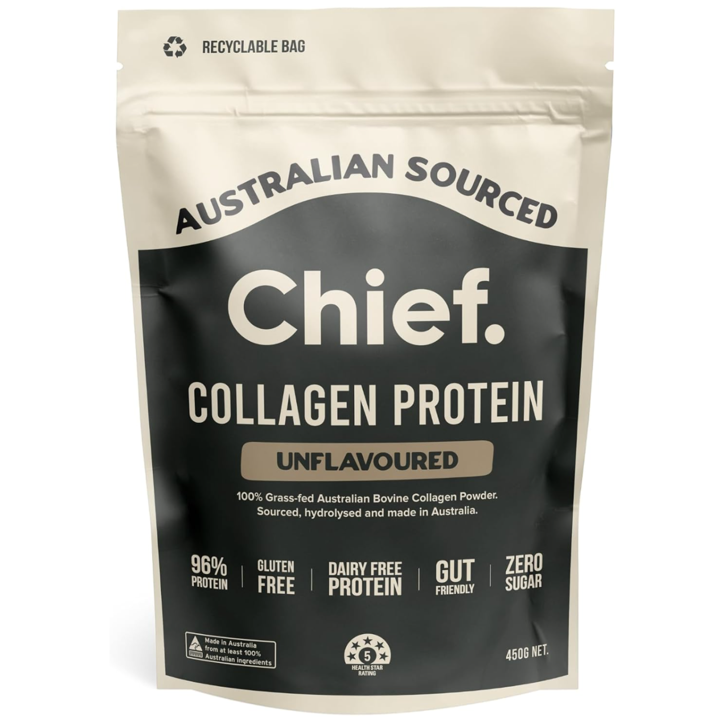 Chief. Collagen Protein Powder, Unflavoured, 100% Organic Grass-Fed Aussie Beef