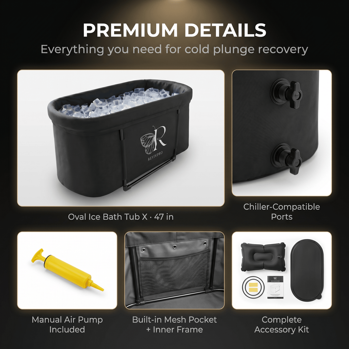 Portable Oval Ice Bath Tub X with Extra Length - Water Chiller Compatible Cold Plunge