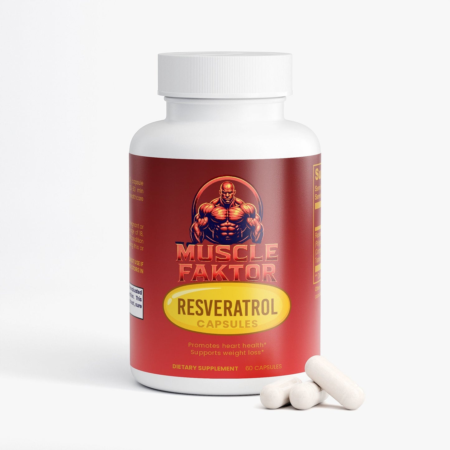 Muscle Faktor Resveratrol 600mg Antioxidant Supplement Capsules