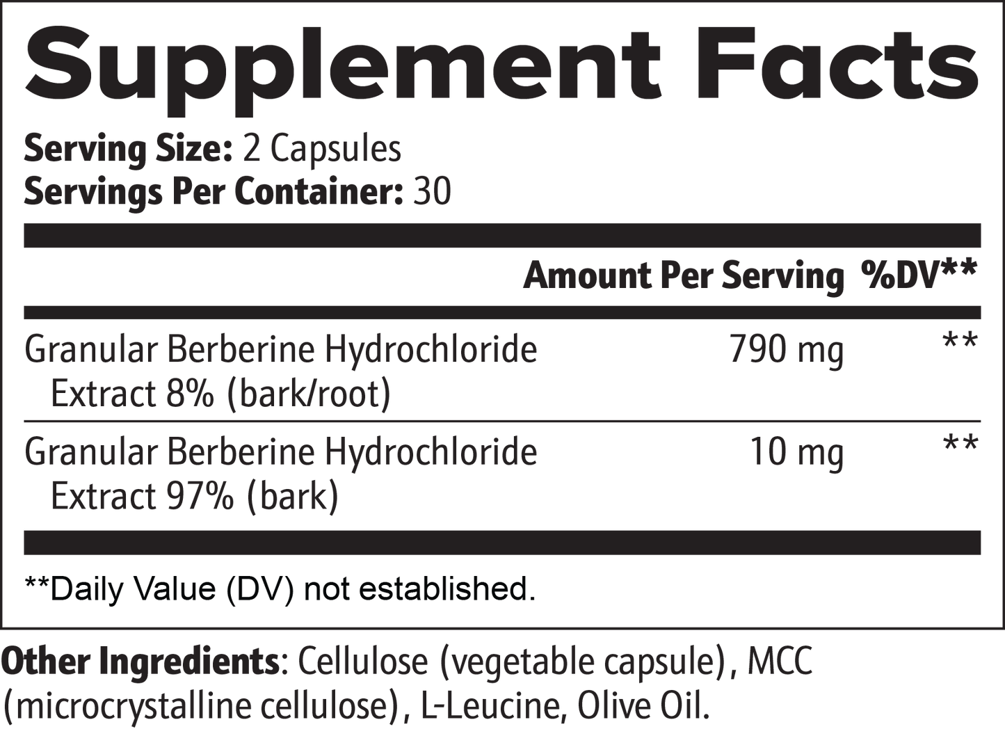 Muscle Faktor Berberine HCl 97% Supplement Capsules