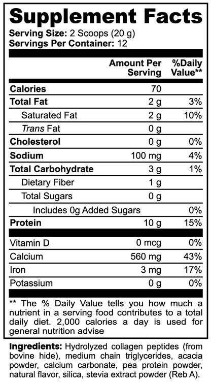 Elastiva V Grass-Fed Collagen Creamer, Vanilla Flavor |Dietary Supplement Powder
