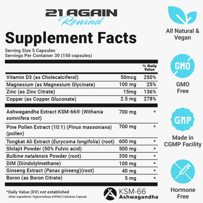 21 Again Rewind Natural Testosterone Booster