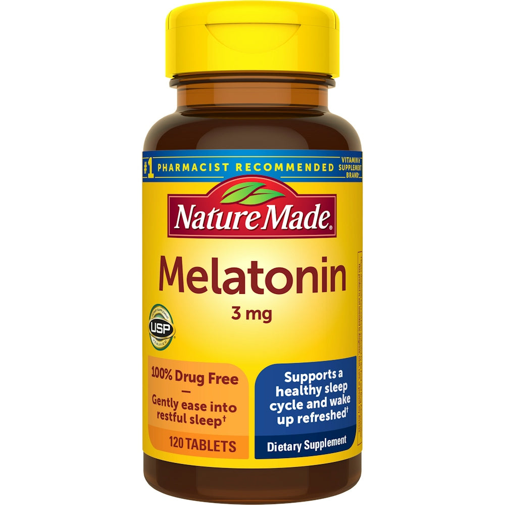 Nature Made Melatonin 3 Mg Tablets 100% Drug Free Sleep Aid For Adults