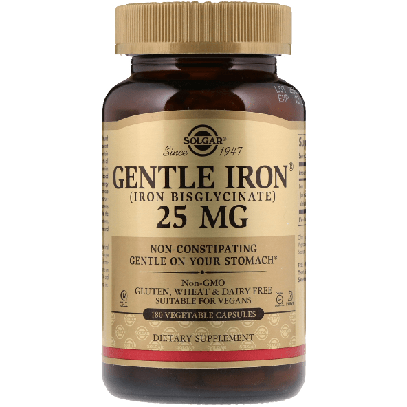 Solgar Gentle Iron 25 mg 180 Vegetable Capsules