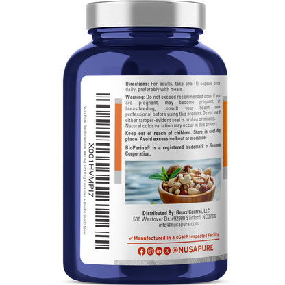 NusaPure Benfotiamine 300mg Per Veggie Caps 220 Count (Non-GMO, Vegan) Bioperine