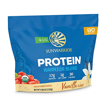 Organic Sunwarrior - Warrior Blend, Plant Based, Raw Vegan Protein Powder with Peas & Hemp, Chocolate, 30 Servings, 26.4 Ounce