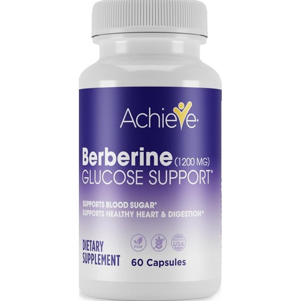 Achieve Berberine 1200mg Glucose Support, 60 Vegetable Capsules – Natural Metabolic & Immune Support