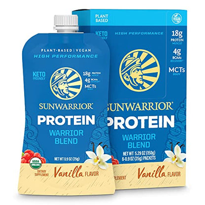 Organic Sunwarrior - Warrior Blend, Plant Based, Raw Vegan Protein Powder with Peas & Hemp, Chocolate, 30 Servings, 26.4 Ounce