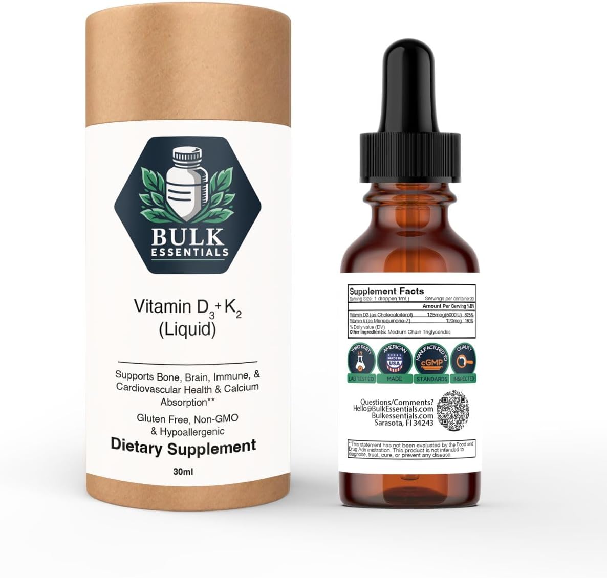 Vitamin D3+K2 Drops with MCT Oil