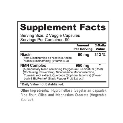 NusaPure NMN Complex 1,000 mg per Serving with Resveratrol, Turmeric Root, Quercetin & BioPerine, 180 Vegan Capsules (90 Servings) – Non-GMO, Vegan, Lab Tested, Made in cGMP Facility