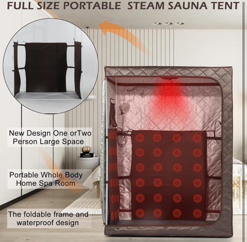 TaTalife Portable 1-2 Person Infrared Saunas for Home, Full Spectrum Infrared Sauna, Full Size Large Space Spa, 2 Portable Upgrade Chair, Oversize Full Body Home Sauna Spa for Relaxation & Detox