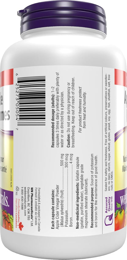 Webber Naturals Apple Cider Vinegar Capsules – 500 mg, 240 Count