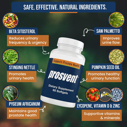 Prosvent Advanced Men's Prostate Support Natural Supplement 60 softgels