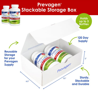 Prevagen Extra Strength 20mg, 60 Capsules with Apoaequorin & Vitamin D with Attractive and Stackable Prevagen Storage Box