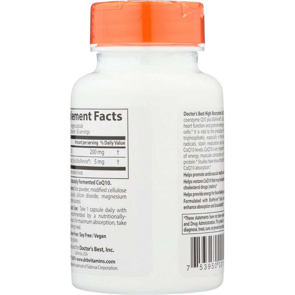 DOCTOR'S BEST: High Absorb CoQ10 200mg, 60vc |Supports Heart & Energy