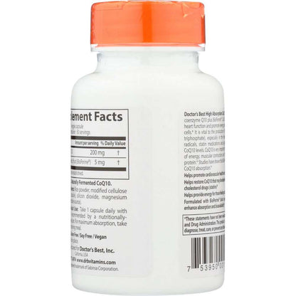 DOCTOR'S BEST: High Absorb CoQ10 200mg, 60vc |Supports Heart & Energy