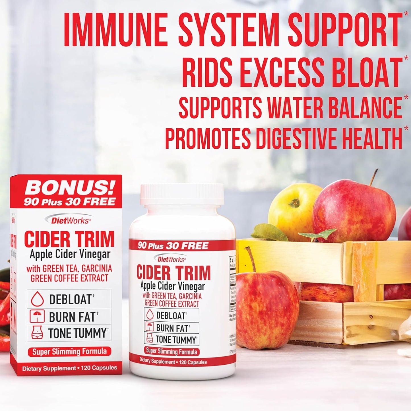 DietWorks Cider Trim Apple Cider Vinegar Capsules – 120 Count