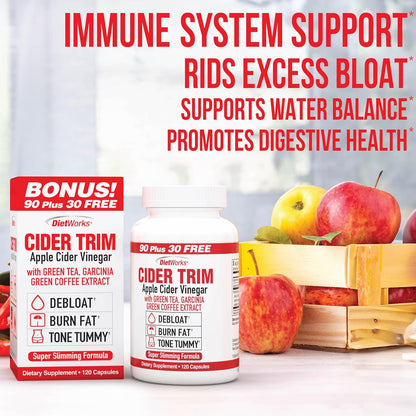 DietWorks Cider Trim Apple Cider Vinegar Capsules – 120 Count