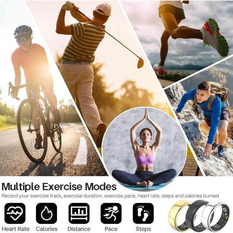 Smart Health Ring Fitness Tracker for Women Men Heart Rate Sleep Monitoring Step Counting IP68 Waterproof Activity Ring Compatible with Ios Android No Subscription