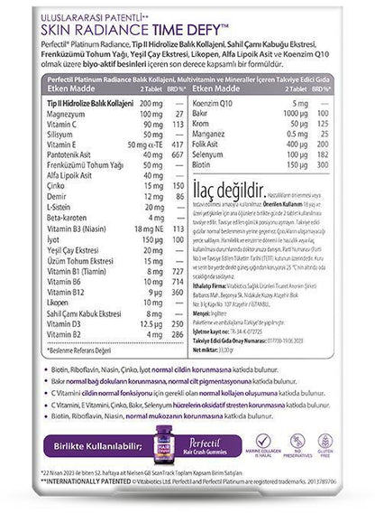 Perfectil Platinum Radiance Skin Time Defy Dietary Supplement for Anti-Aging and Skin Health - 60 Tablets