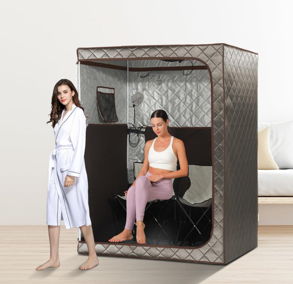 TaTalife Portable 1-2 Person Infrared Saunas for Home, Full Spectrum Infrared Sauna, Full Size Large Space Spa, 2 Portable Upgrade Chair, Oversize Full Body Home Sauna Spa for Relaxation & Detox
