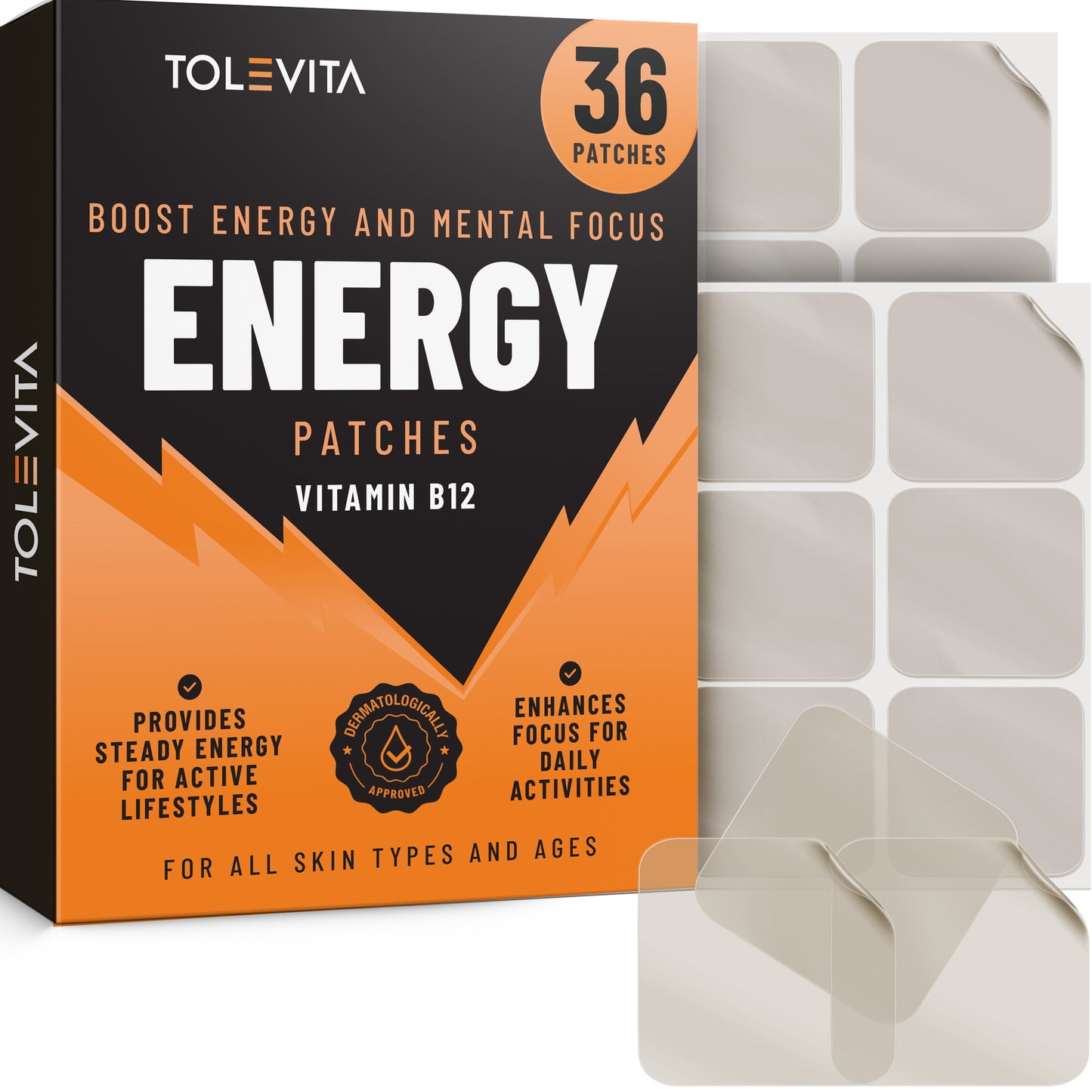 Energy Patches Natural Energy & Metabolism Support with B-Complex Vitamins, 36 Patches