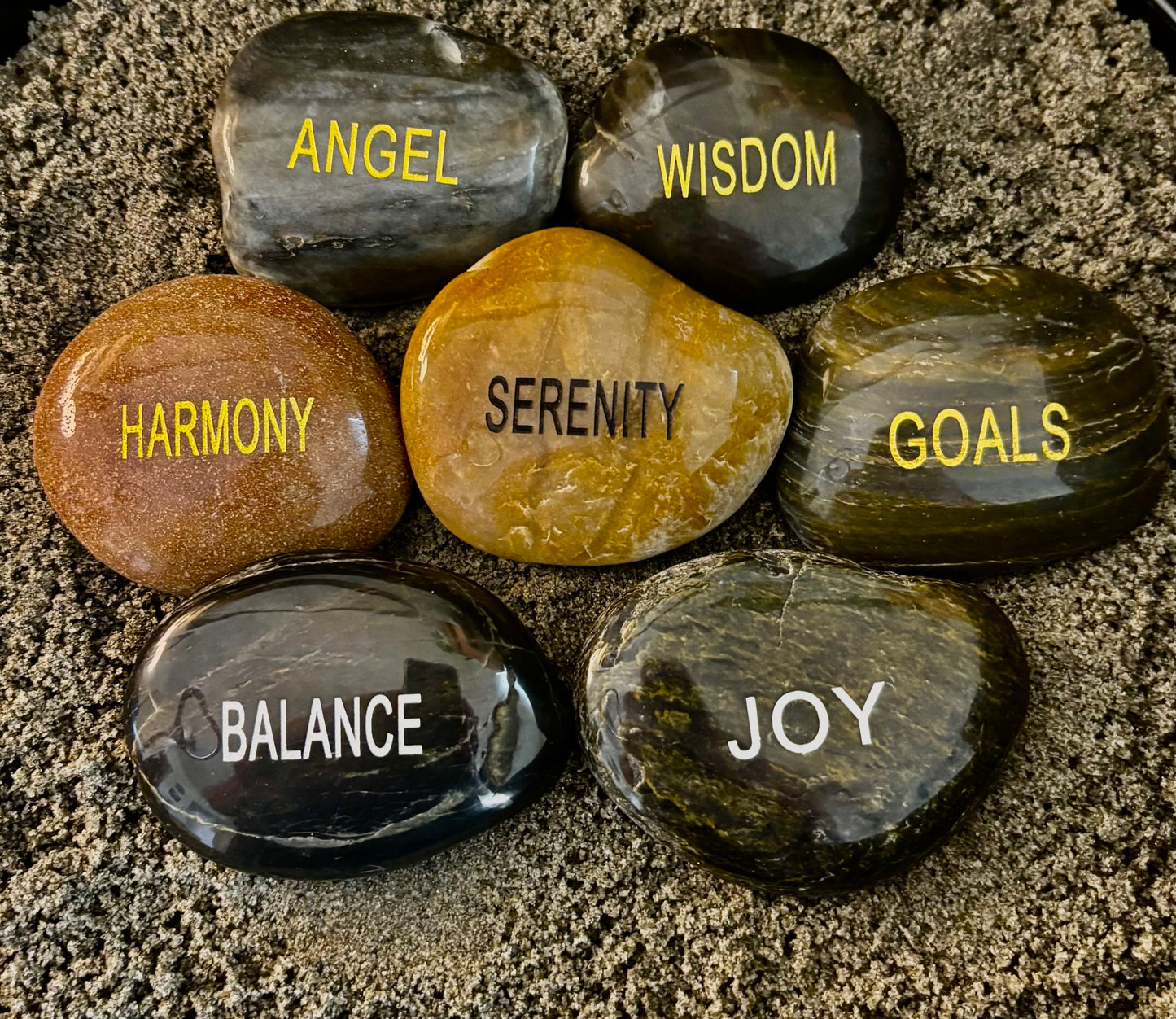 Intention Energy Stones – Engraved River Rock Collection ✨