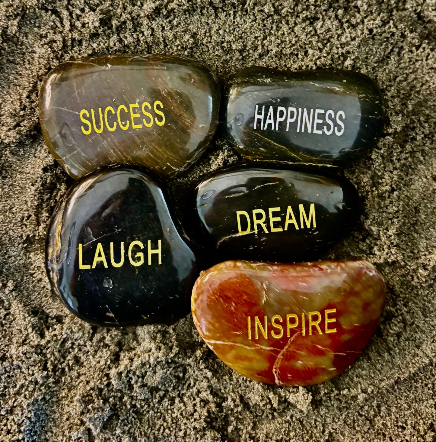 Intention Energy Stones – Engraved River Rock Collection ✨