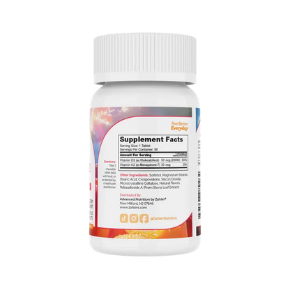 Zahler Junior D3 & K2™ – Children’s D3 & K2 Formula | Supports Bone Density & Calcium Absorption | 90 Chewable Tablets