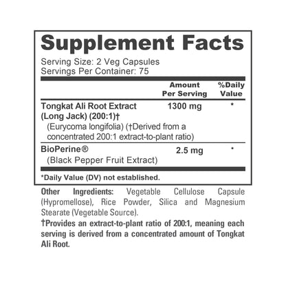 NusaPure Longjack Tongkat Ali 1,300mg 150 Veggie Caps (Non-GMO, Gluten Free) Bioperine