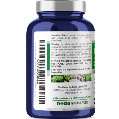 NusaPure Noni Fruit 20:1 Extract, 300 mg 240 Capsules Suitable for Vegetarian/Vegan, Non-GMO