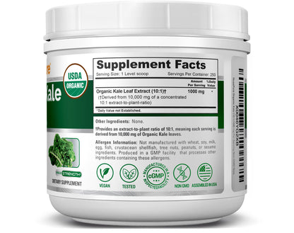 NusaPure Organic Kale Powder Extract 10:1 - Suitable for Vegetarian/Vegan, Non- GMO - 1,000 mg - 250 Capsules