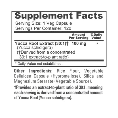 NusaPure Yucca Root 30:1 Extract, 100 mg 120 Veggie Capsules Yucca schidigera Non-GMO, Vegan