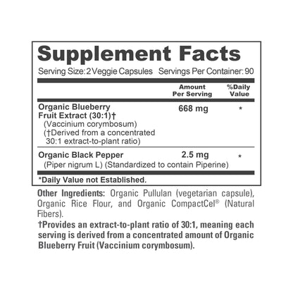 NusaPure Blueberry Concentrate 30:1 Extract, 667 mg 180 Veg Caps Suitable for Vegetarian, Vegan, Non-GMO