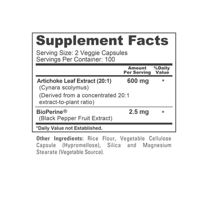 NusaPure Artichoke 20:1 Extract, 600 mg 200 Veggie caps (Non-GMO, Gluten Free)