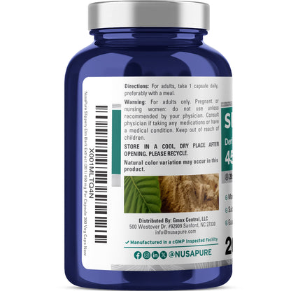 NusaPure Slippery Elm Bark 20:1 Extract, 450 mg 200 Veggie Capsules (Non-GMO, Vegan)