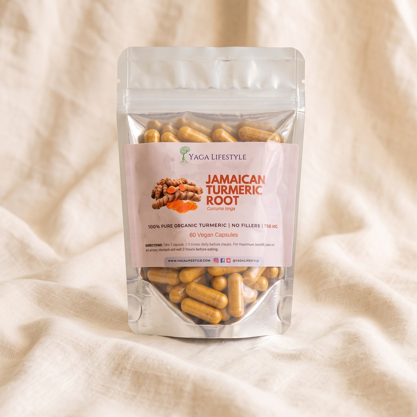 Organic Jamaican Turmeric Supplement - 60 Vegan Capsules