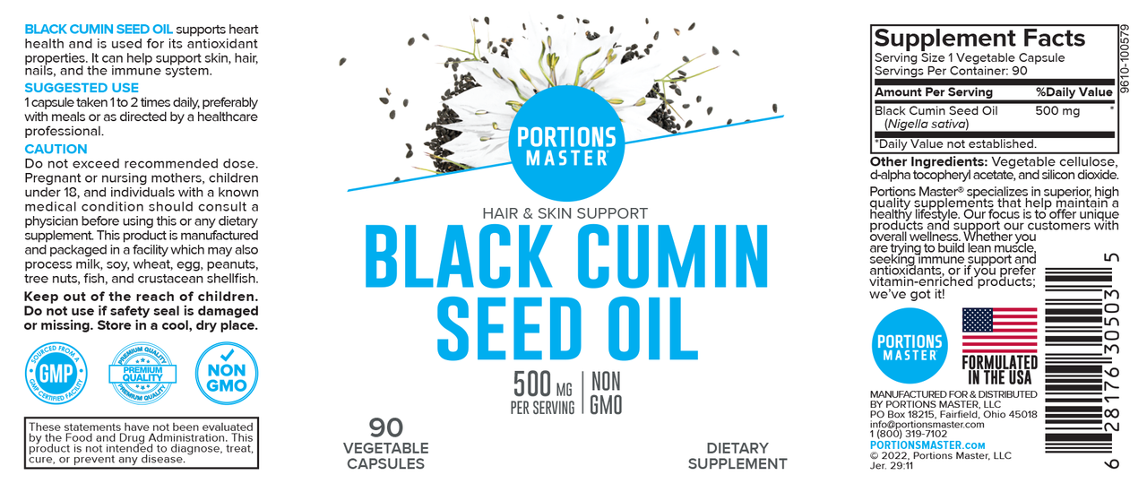 Portions Master Black Cumin Seed Oil  (90 Count)
