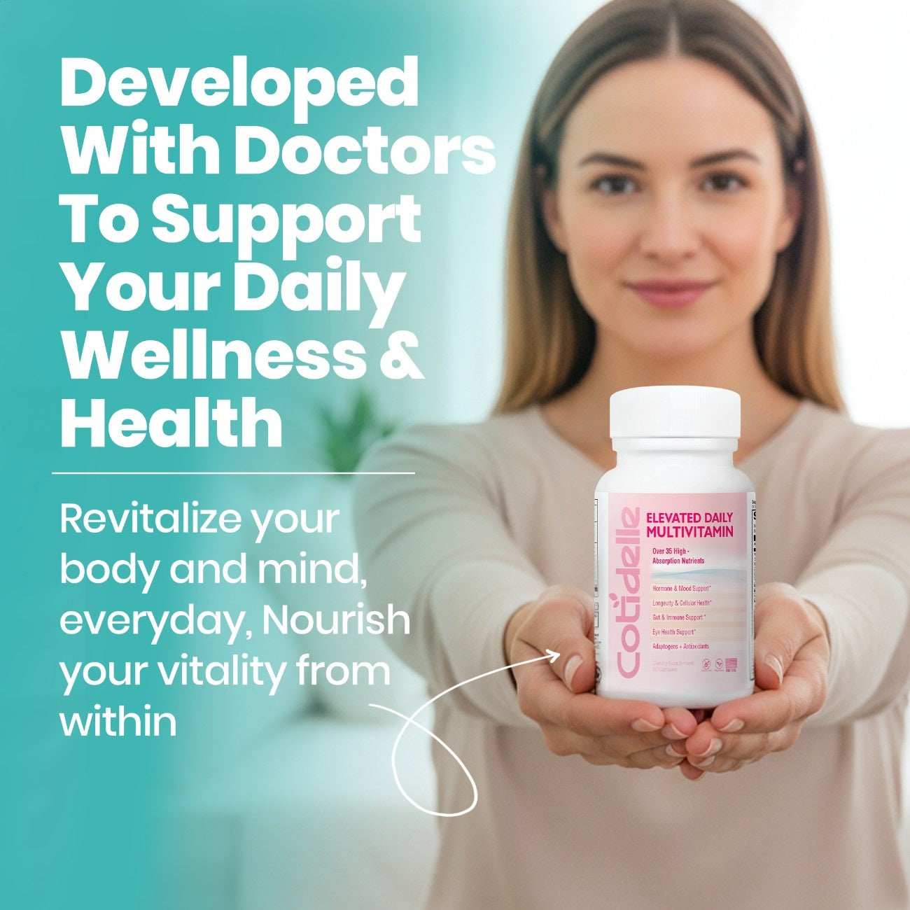 Elevated Daily Multivitamin for Women with Hormonal Balance, Immune Support, Longevity, Wellness, Eye Health and Detox