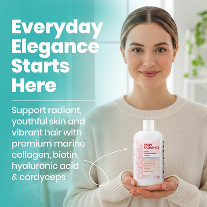 Prem Radiance A Liquid Dietary Supplement to Support Healthy Skin with Marine Collagen,Biotin ,Hyaluronic Acid and Cordycepts