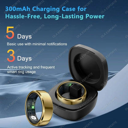 2026 Smart Ring Blood Pressure Heart Rate Sleep Monitoring Smartring IP68 & 5ATM Waterproof Multi-sport Mode Smartring Man Women