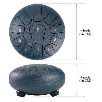 6-Inch (15.2 cm) 11-Note Steel Tongue Drum - Portable Handpan for Meditation, Yoga & Sound Healing