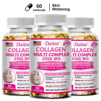 Daitea Hydrolyzed Collagen Supplement – Supports Healthy Skin, Joints, Hair, Nails - Antioxidant - Dietary Supplement
